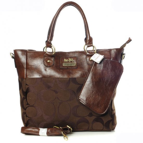 Coach In Signature Medium Coffee Totes AOX - Click Image to Close